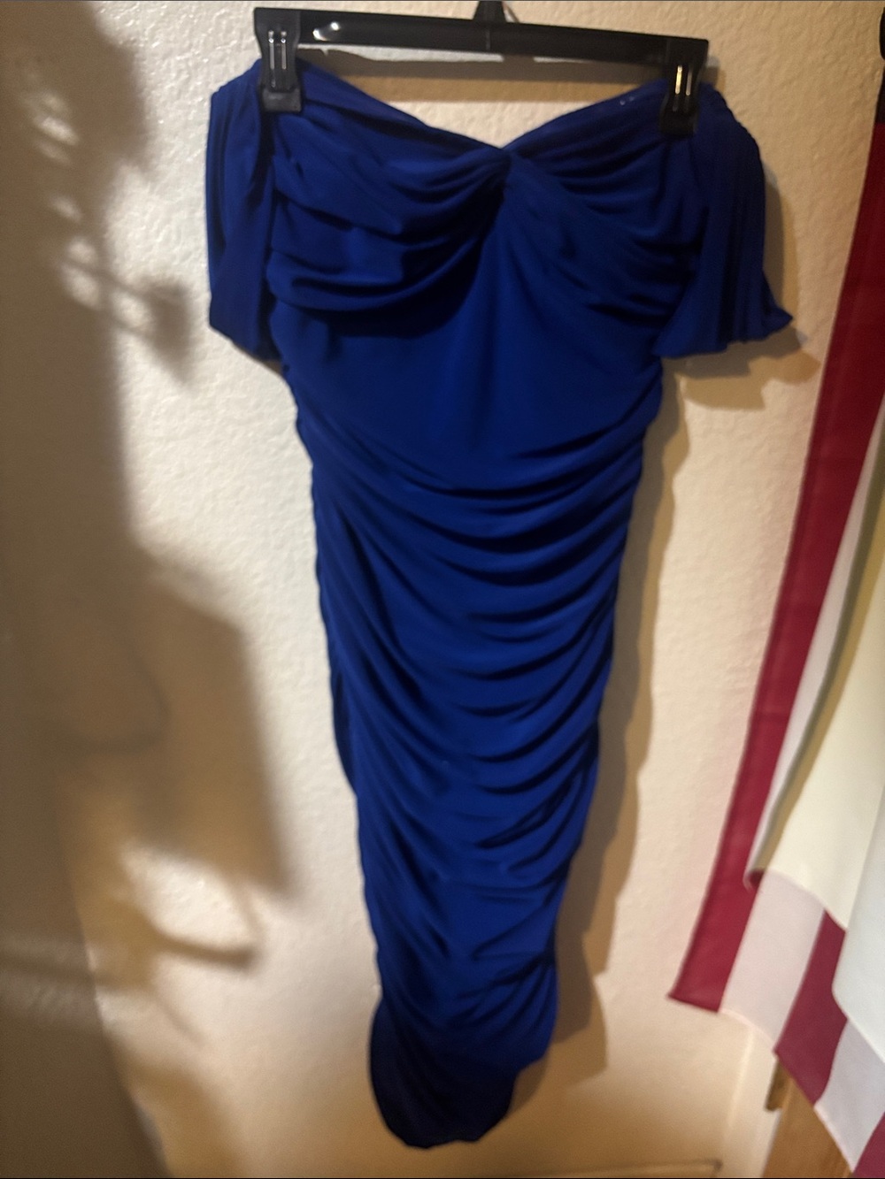 Norma Kamali Royal Blue Strapless Ruched Dress